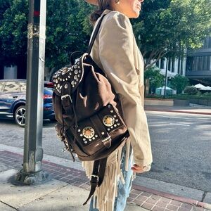 Studded Brown Backpack